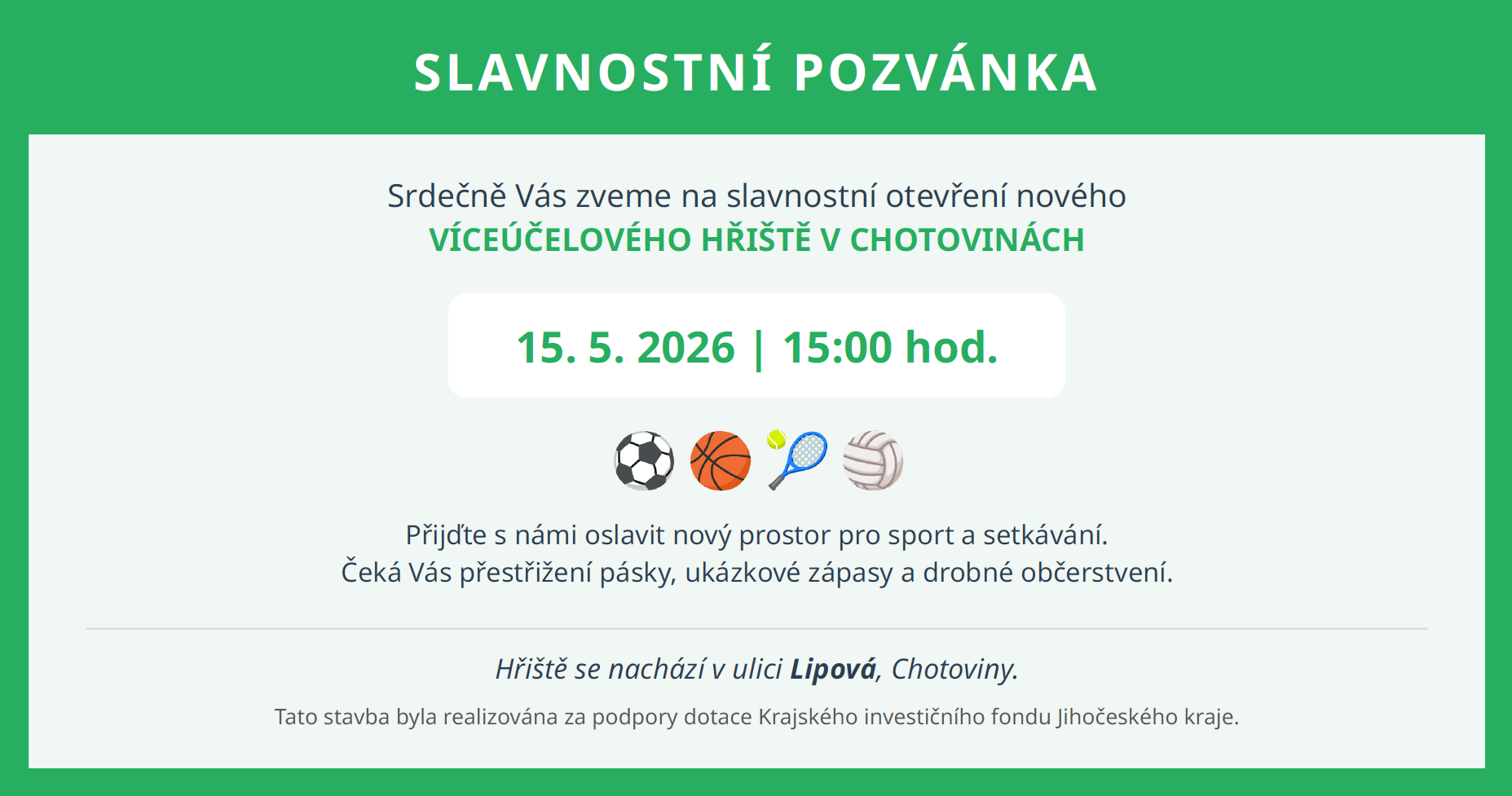Slavnostní otevření víceúčelového hřiště